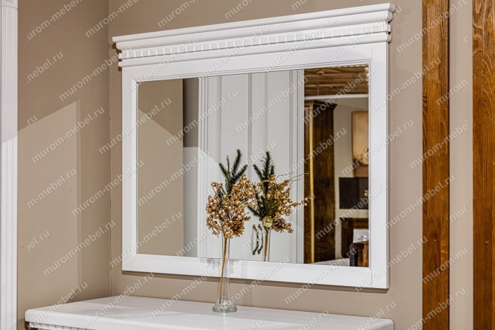 Фото Зеркало к комоду из серии "Флоренция" 8 ящиков (белая эмаль) от производителя 'Муром-Мебель'