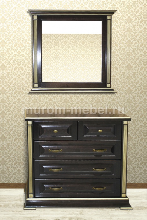 Фото Комод и зеркало из серии "Грета" (сосна, резьба береза) от производителя 'Муром-Мебель'