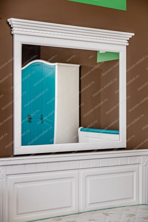 Фото Зеркало к комоду из серии "Флоренция" 4 ящика (белая эмаль) от производителя 'Муром-Мебель'