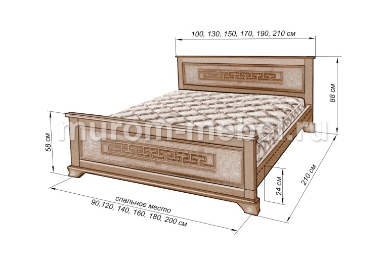Фото Кровать "Классика" массив сосны 120*200, цвет - старый орех 2 от производителя 'Муром-Мебель'