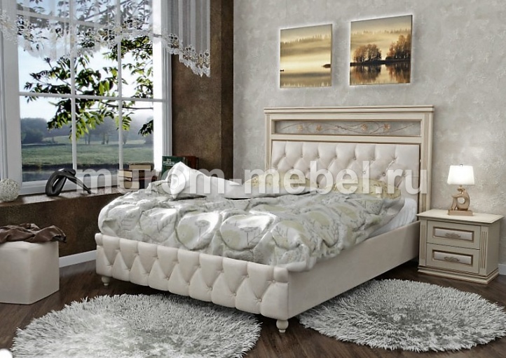 Фото Кровать Лира-3 с мягкой вставкой и ковкой от производителя 'Муром-Мебель'