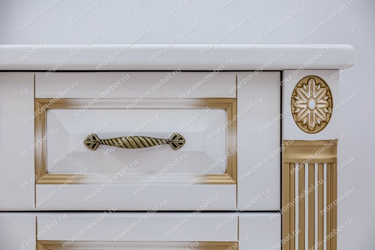 Фото Тумба из серии "Пальма" (белая эмаль с золотой патиной) от производителя 'Муром-Мебель'