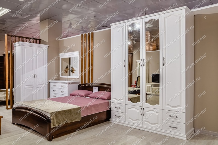 Фото Шкаф 4-х створчатый из серии "Лира" (белая эмаль) от производителя 'Муром-Мебель'