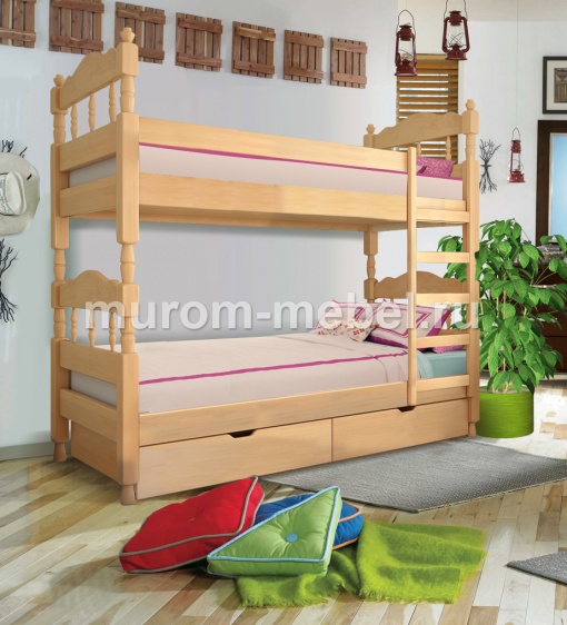 Фото Кровать двухъярусная точеная от производителя 'Муром-Мебель'