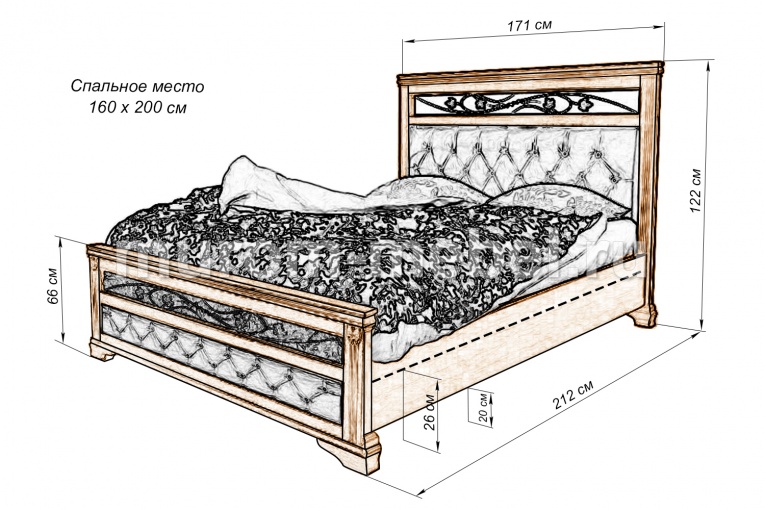 Фото Кровать Лира-2 с мягкой вставкой и ковкой от производителя 'Муром-Мебель'