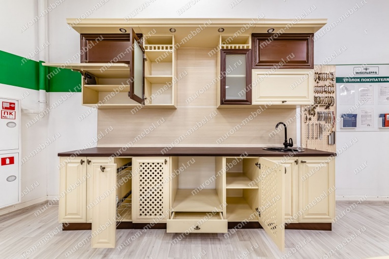 Фото Кухня Валерия (слоновая кость + коричневая эмаль) от производителя 'Муром-Мебель'