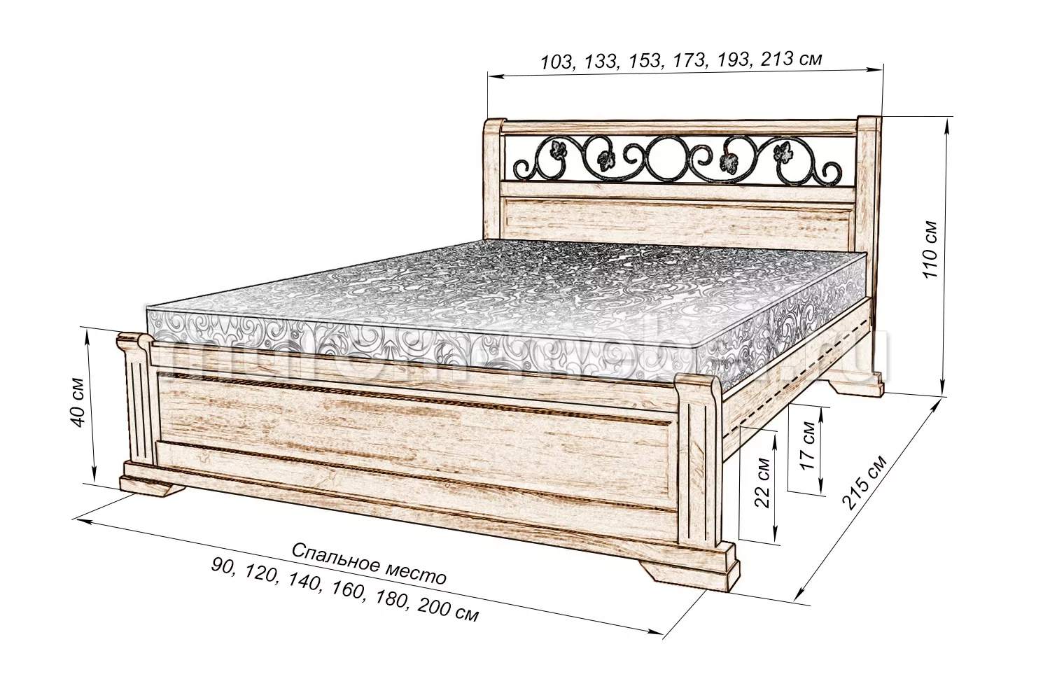 Кровать Эстель (ковка) из массива дерева купить от производителя  Муром-Мебель