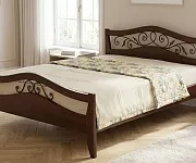 Фото Кровать Алиса с ковкой из бука от производителя 'Муром-Мебель'