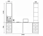 Фото Двухместный письменный стол Робин, верхние фасады МДФ Эмаль от производителя 'Муром-Мебель'