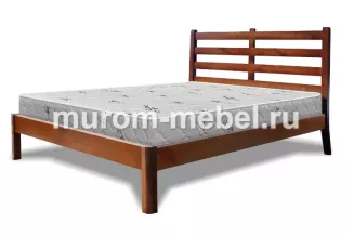 Кровать «Марта» массив сосны, 180х200, цвет - Белая эмаль с коричнево-бежевой патиной, брашированная кровать, изножье в стиле Бергамо