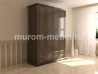 Шкаф четырехстворчатый с нижней антресолью из серии "Кардинал"