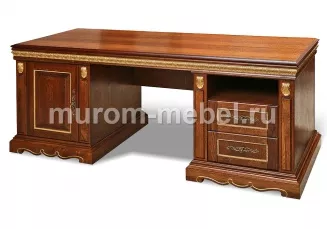 Стол письменный Милано двухтумбовый (сосна, резьба береза)