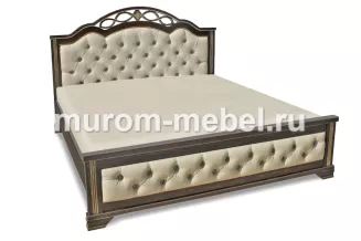 Кровать «Камила» массив сосны, цвет - шампань с золотой патиной, ткань - ULTRA SAHARA
