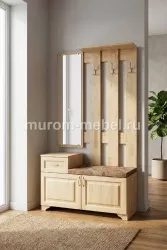 Прихожая «Кантата» массив сосны, ВхШхГ 2100*1100*400, цвет - Красно-коричневый 2  