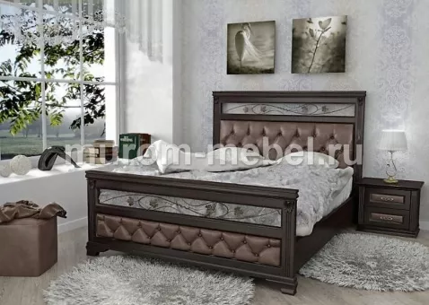 Кровать Лира 2 с мягкой вставкой и ковкой