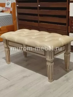 Банкетка с каретной стяжкой (с ящиком) из массива сосны, ВхШхГ 450х900х450, цвет - шампань с коричневой патиной