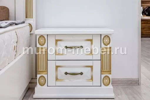 Тумба из серии "Пальма" (белая эмаль с золотой патиной)