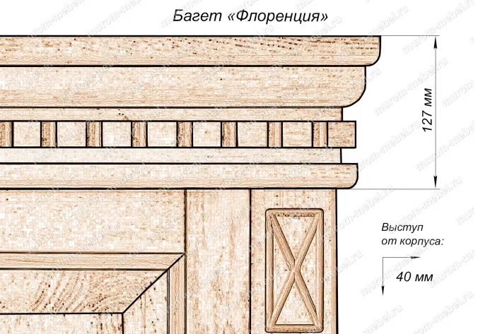 Фото Зеркало к комоду из серии "Флоренция" 8 ящиков (белая эмаль) от производителя 'Муром-Мебель'