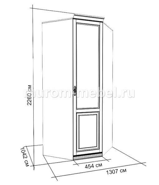 Фото Шкаф 1-створчатый угловой из сосны из серии "Дарина" от производителя 'Муром-Мебель'