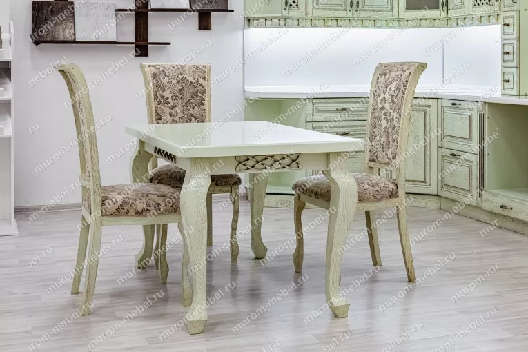 Фото Кухонный стол Лотос (фисташка с коричневой патиной) от производителя 'Муром-Мебель'