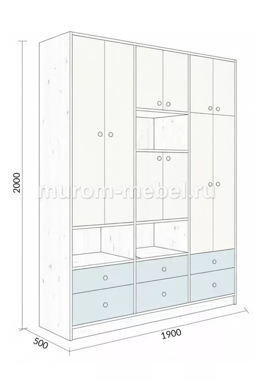 Фото Шкаф Комби 2, фасады МДФ эмаль от производителя 'Муром-Мебель'