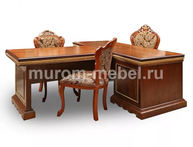 Фото Стол руководителя Милано (сосна, резьба береза) от производителя 'Муром-Мебель'