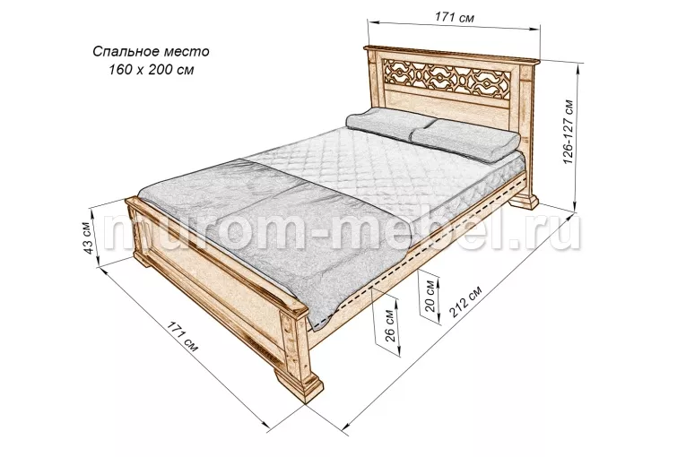 Фото Кровать Пальмира от производителя 'Муром-Мебель'