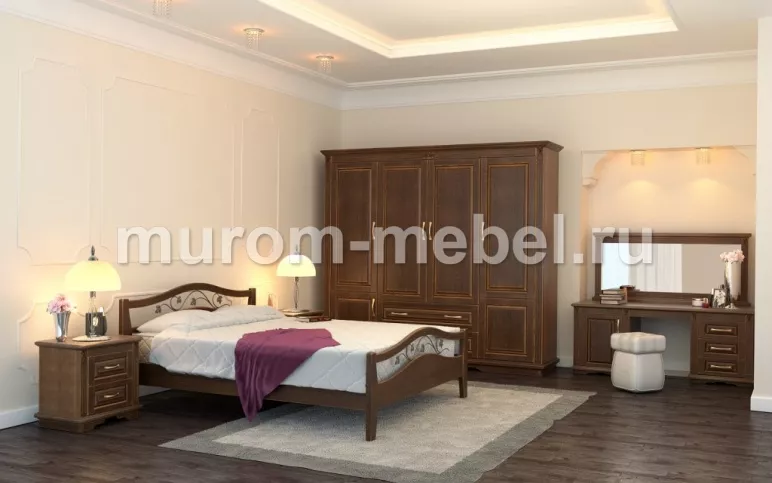 Фото Кровать Алиса с ковкой из бука от производителя 'Муром-Мебель'