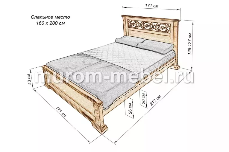 Фото Кровать Пальмира из бука от производителя 'Муром-Мебель'