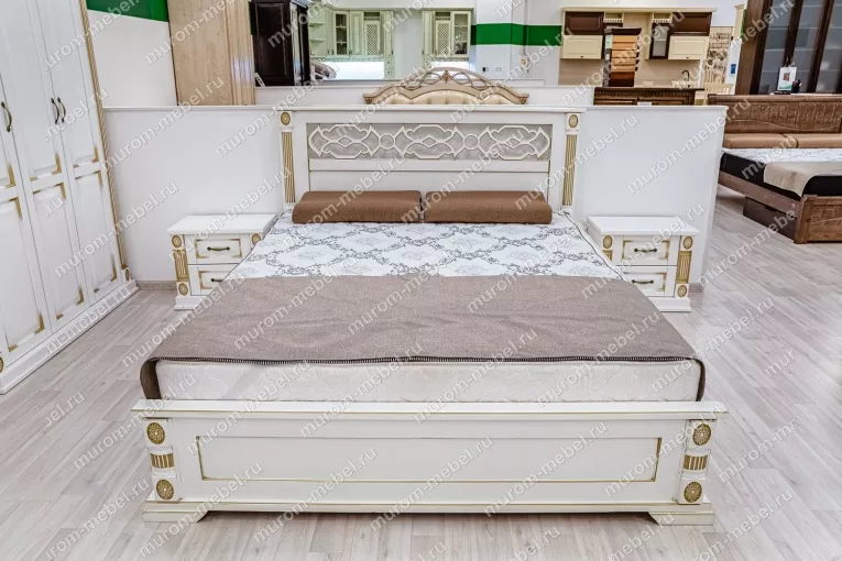Фото Кровать Пальмира (белая эмаль с золотой патиной) от производителя 'Муром-Мебель'