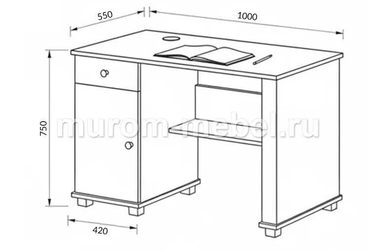 Фото Стол письменный Комби от производителя 'Муром-Мебель'