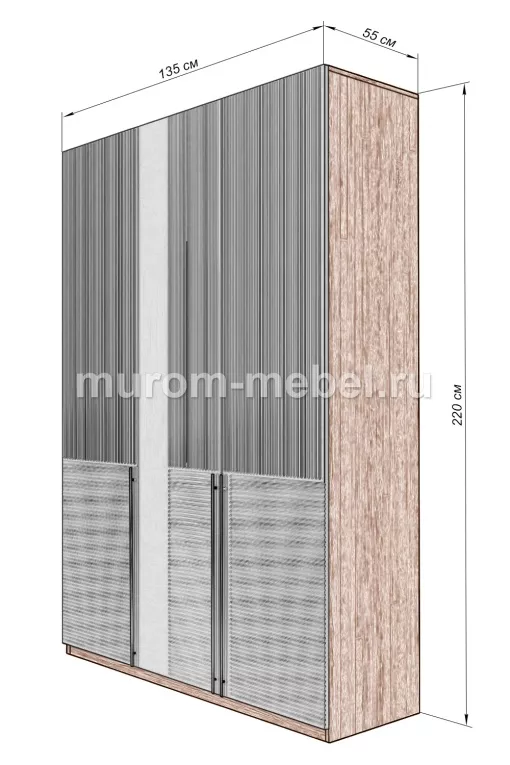 Шкаф Бергамо 3-х ств., фасады МДФ в эмали Фото Шкаф Бергамо 3-х ств., фасады МДФ в эмали от производителя 'Муром-Мебель'