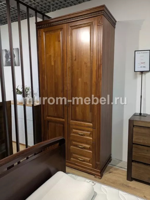 Фото Шкаф «Флоренция-4», массив сосна , 2300х1150х600, цвет - вишня 2 от производителя 'Муром-Мебель'