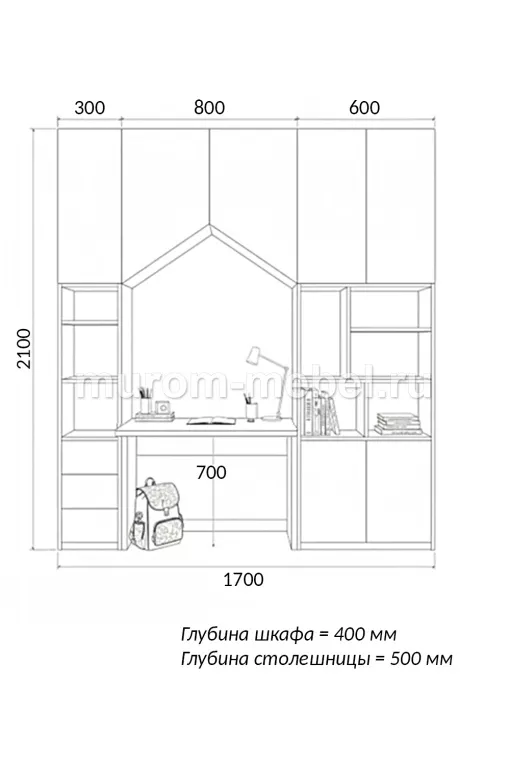 Фото Стенка детская Домик, фасады МДФ эмаль от производителя 'Муром-Мебель'