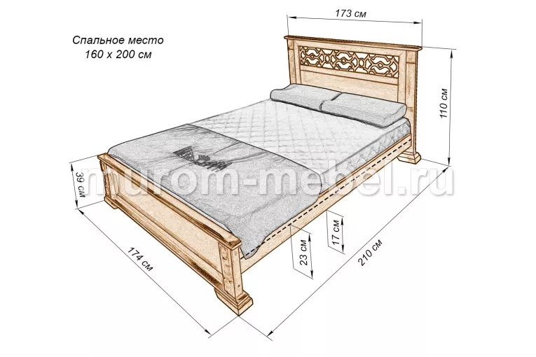 Фото Кровать Пальмира из бука от производителя 'Муром-Мебель'