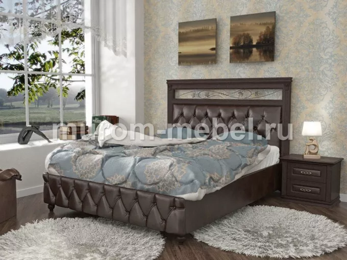 Фото Кровать Лира-3 с мягкой вставкой и ковкой от производителя 'Муром-Мебель'