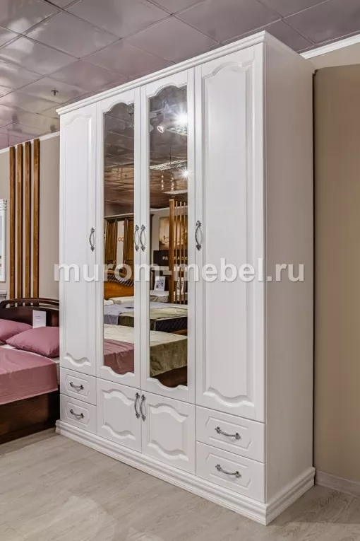 Фото Шкаф 4-х створчатый из серии "Лира" (белая эмаль) от производителя 'Муром-Мебель'