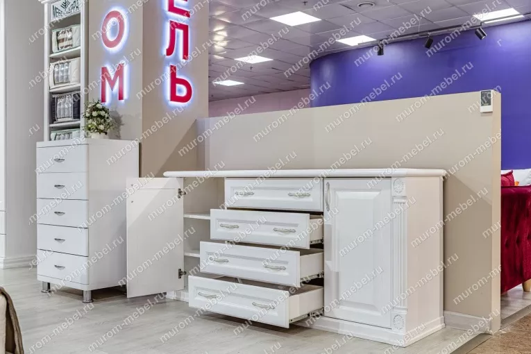 Фото Тумба под ТВ из серии "Пальма" (белая эмаль) от производителя 'Муром-Мебель'