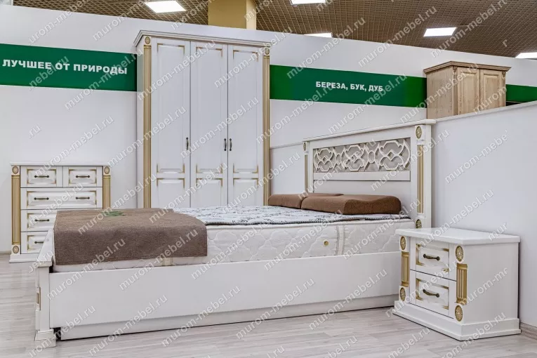 Фото Тумба из серии "Пальма" (белая эмаль с золотой патиной) от производителя 'Муром-Мебель'
