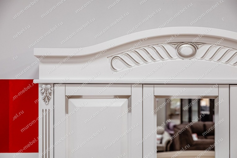 Фото Шкаф Оливия Люкс (белая эмаль с серебряной патиной) от производителя 'Муром-Мебель'