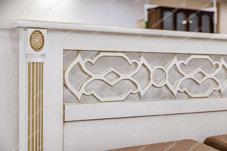 Фото Кровать Пальмира (белая эмаль с золотой патиной) от производителя 'Муром-Мебель'