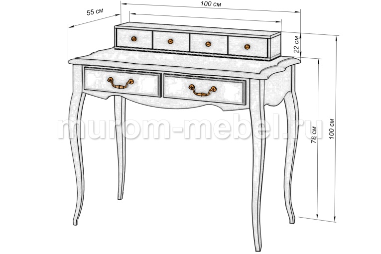 Фото Дамский столик Прованс с надстройкой от производителя 'Муром-Мебель'
